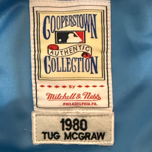 Tug McGraw Blue Baseball Jersey with Red Accents - Picture 3 of 5